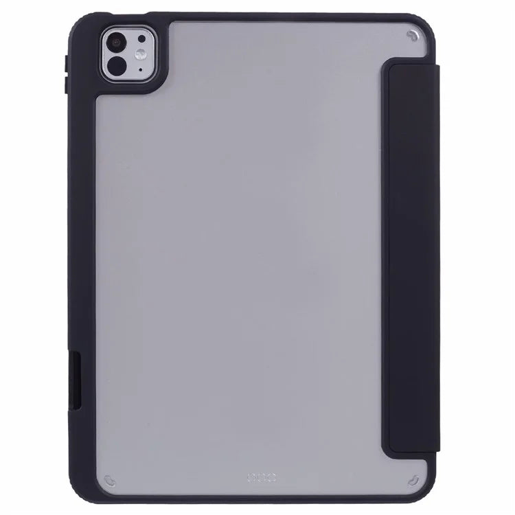 MUTURAL For iPad Pro 11 (2024) Case Tri-Fold Stand Transparent Back Leather Cover with Pen Slot