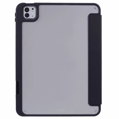 MUTURAL For iPad Pro 11 (2024) Case Tri-Fold Stand Transparent Back Leather Cover with Pen Slot