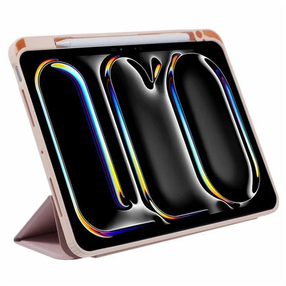 MUTURAL For iPad Pro 11 (2024) Case Tri-Fold Stand Transparent Back Leather Cover with Pen Slot