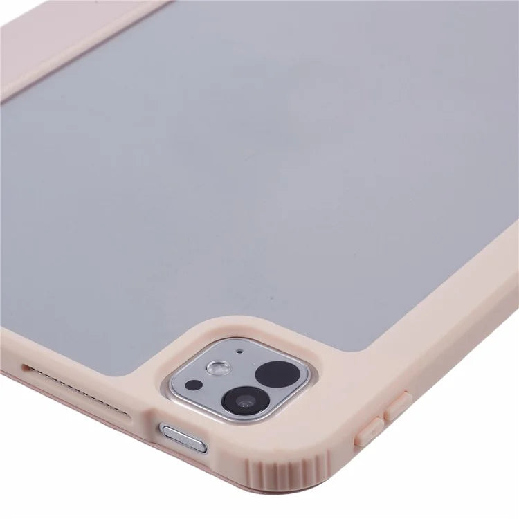 MUTURAL For iPad Pro 11 (2024) Case Tri-Fold Stand Transparent Back Leather Cover with Pen Slot