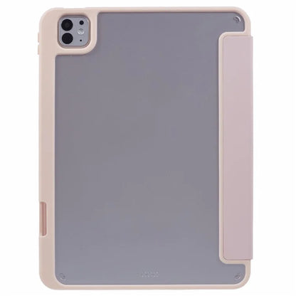 MUTURAL For iPad Pro 11 (2024) Case Tri-Fold Stand Transparent Back Leather Cover with Pen Slot