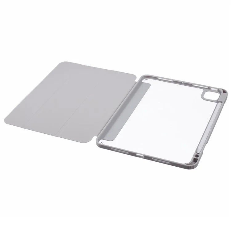 MUTURAL For iPad Pro 11 (2024) Case Tri-Fold Stand Transparent Back Leather Cover with Pen Slot