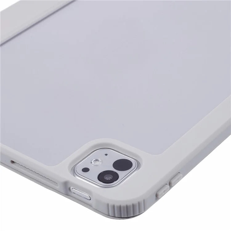 MUTURAL For iPad Pro 11 (2024) Case Tri-Fold Stand Transparent Back Leather Cover with Pen Slot