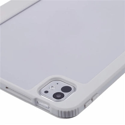 MUTURAL For iPad Pro 11 (2024) Case Tri-Fold Stand Transparent Back Leather Cover with Pen Slot