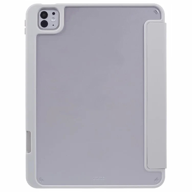 MUTURAL For iPad Pro 11 (2024) Case Tri-Fold Stand Transparent Back Leather Cover with Pen Slot