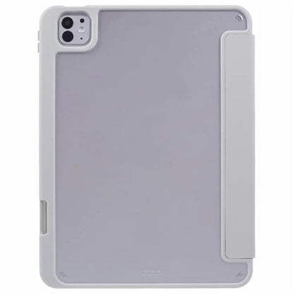 MUTURAL For iPad Pro 11 (2024) Case Tri-Fold Stand Transparent Back Leather Cover with Pen Slot
