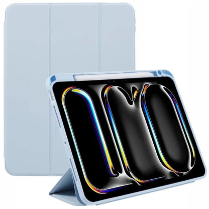 MUTURAL For iPad Pro 11 (2024) Case Tri-Fold Stand Transparent Back Leather Cover with Pen Slot