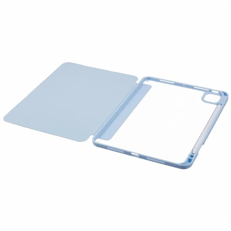 MUTURAL For iPad Pro 11 (2024) Case Tri-Fold Stand Transparent Back Leather Cover with Pen Slot
