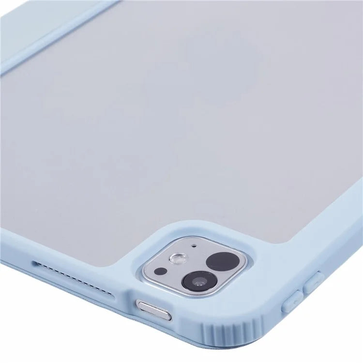 MUTURAL For iPad Pro 11 (2024) Case Tri-Fold Stand Transparent Back Leather Cover with Pen Slot