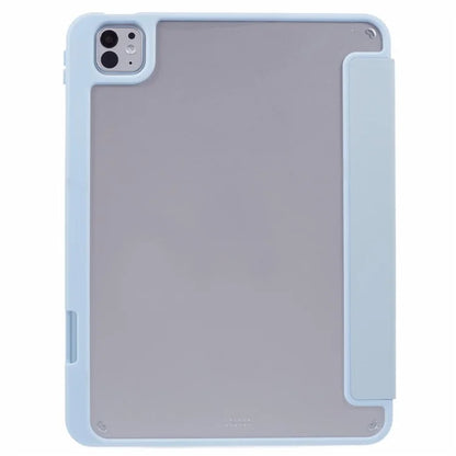 MUTURAL For iPad Pro 11 (2024) Case Tri-Fold Stand Transparent Back Leather Cover with Pen Slot