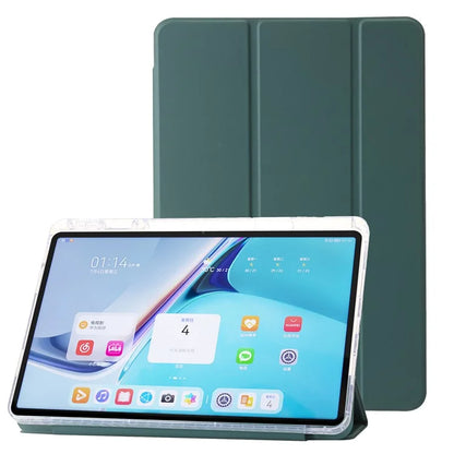 For Huawei MatePad SE 11 Case Tri-Fold Stand Leather+TPU+Acrylic Clear Back Tablet Cover