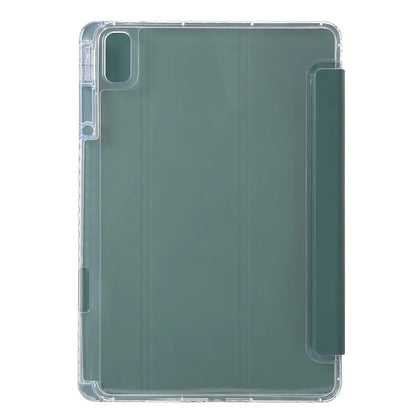For Huawei MatePad SE 11 Case Tri-Fold Stand Leather+TPU+Acrylic Clear Back Tablet Cover