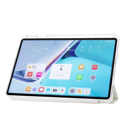 For Huawei MatePad SE 11 Case Tri-Fold Stand Leather+TPU+Acrylic Clear Back Tablet Cover