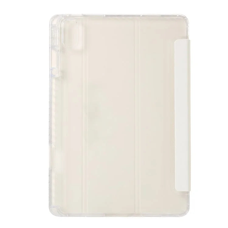 For Huawei MatePad SE 11 Case Tri-Fold Stand Leather+TPU+Acrylic Clear Back Tablet Cover