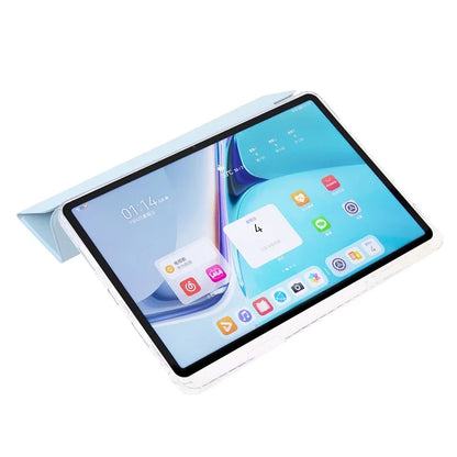 For Huawei MatePad SE 11 Case Tri-Fold Stand Leather+TPU+Acrylic Clear Back Tablet Cover