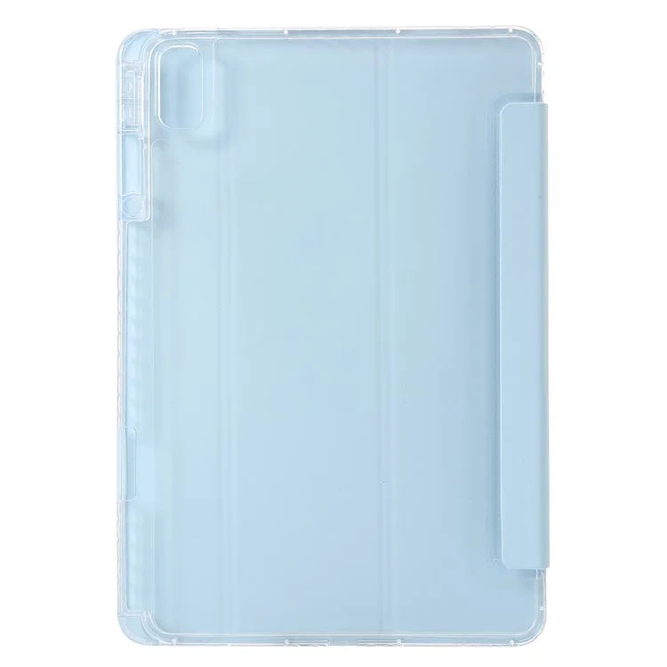 For Huawei MatePad SE 11 Case Tri-Fold Stand Leather+TPU+Acrylic Clear Back Tablet Cover