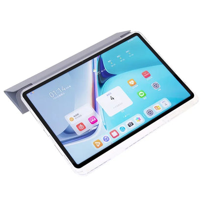 For Huawei MatePad SE 11 Case Tri-Fold Stand Leather+TPU+Acrylic Clear Back Tablet Cover