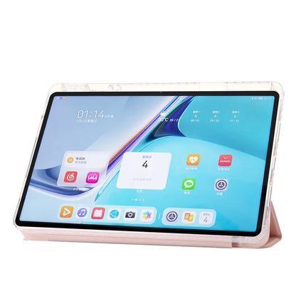 For Huawei MatePad SE 11 Case Tri-Fold Stand Leather+TPU+Acrylic Clear Back Tablet Cover
