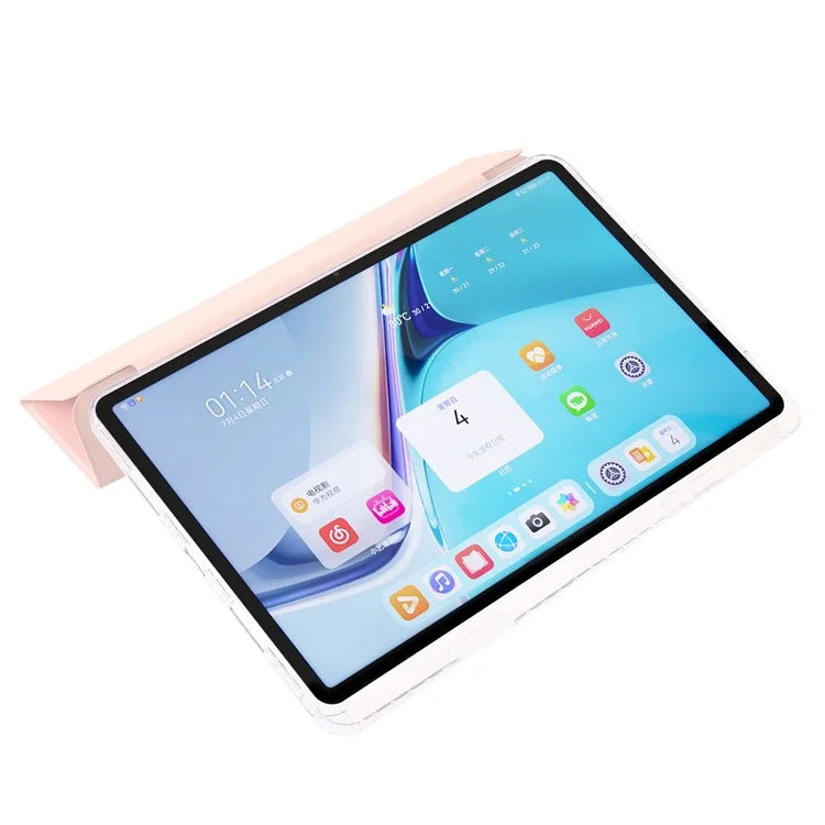 For Huawei MatePad SE 11 Case Tri-Fold Stand Leather+TPU+Acrylic Clear Back Tablet Cover
