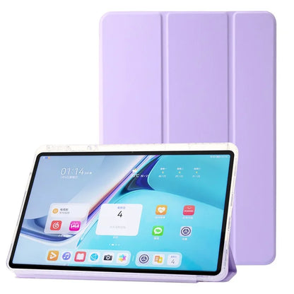 For Huawei MatePad SE 11 Case Tri-Fold Stand Leather+TPU+Acrylic Clear Back Tablet Cover