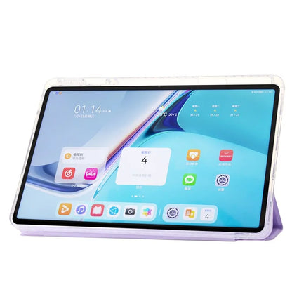 For Huawei MatePad SE 11 Case Tri-Fold Stand Leather+TPU+Acrylic Clear Back Tablet Cover