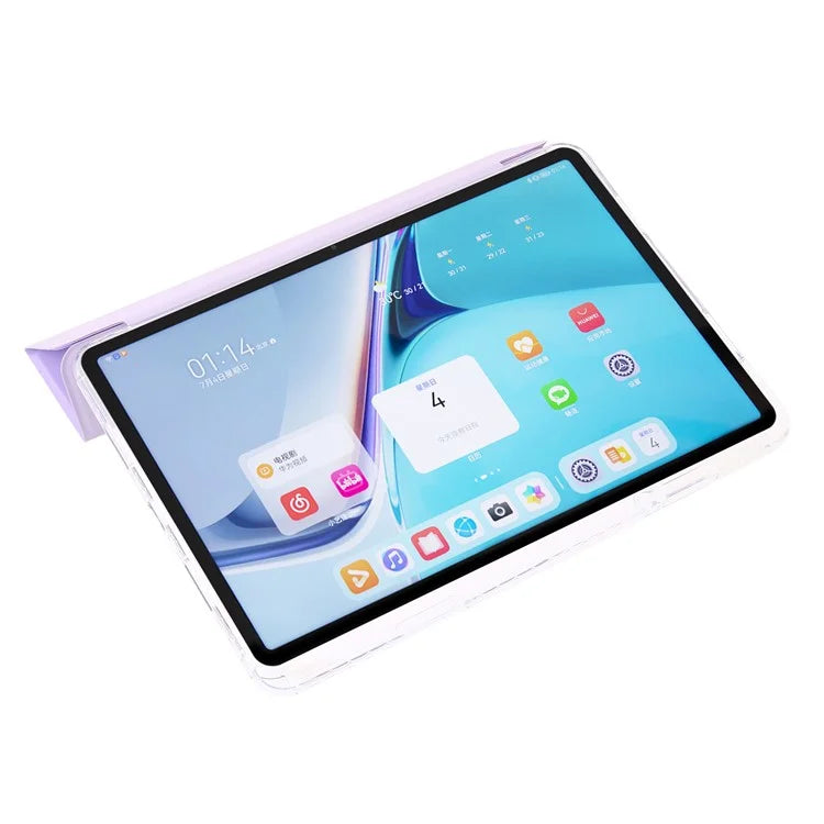 For Huawei MatePad SE 11 Case Tri-Fold Stand Leather+TPU+Acrylic Clear Back Tablet Cover
