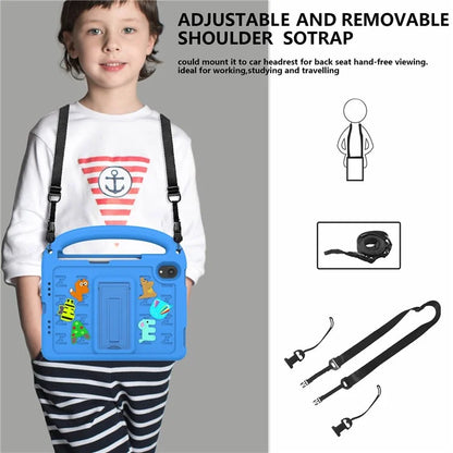 For iPad mini (2021) Case Cartoon Design Shockproof EVA+PC Tablet Cover with Kickstand, Strap