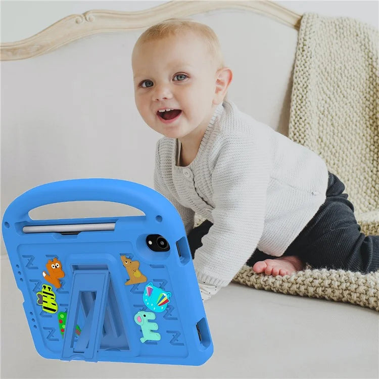 For iPad mini (2021) Case Cartoon Design Shockproof EVA+PC Tablet Cover with Kickstand, Strap