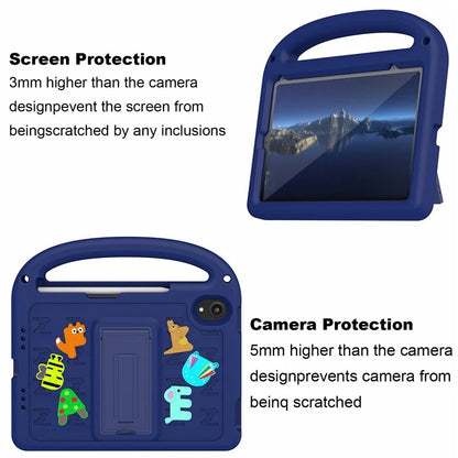For iPad mini (2021) Case Cartoon Design Shockproof EVA+PC Tablet Cover with Kickstand, Strap