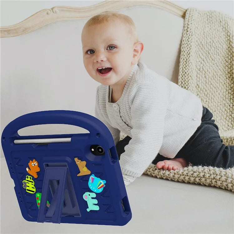 For iPad mini (2021) Case Cartoon Design Shockproof EVA+PC Tablet Cover with Kickstand, Strap