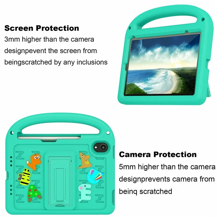 For iPad mini (2021) Case Cartoon Design Shockproof EVA+PC Tablet Cover with Kickstand, Strap