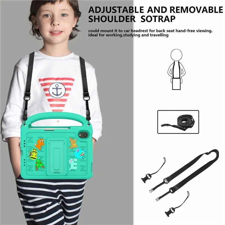 For iPad mini (2021) Case Cartoon Design Shockproof EVA+PC Tablet Cover with Kickstand, Strap