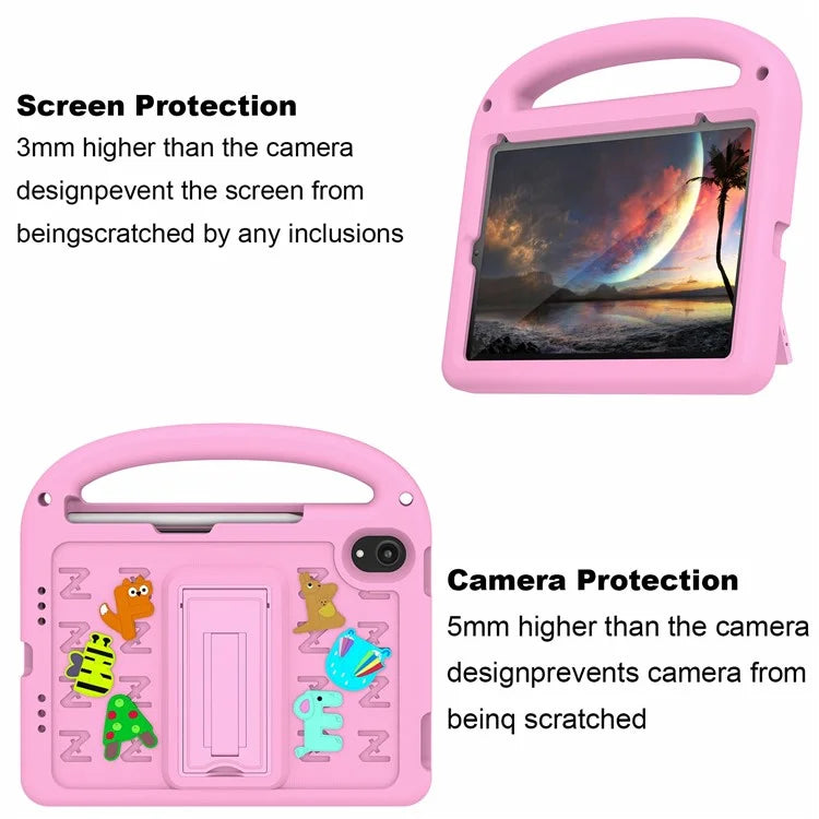 For iPad mini (2021) Case Cartoon Design Shockproof EVA+PC Tablet Cover with Kickstand, Strap