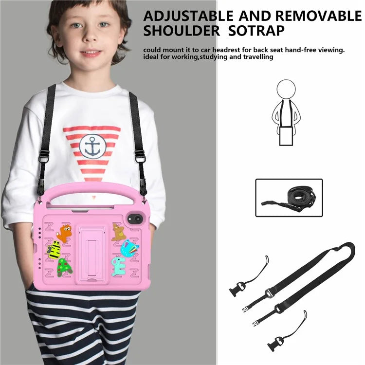 For iPad mini (2021) Case Cartoon Design Shockproof EVA+PC Tablet Cover with Kickstand, Strap