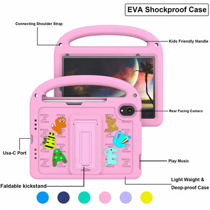 For iPad mini (2021) Case Cartoon Design Shockproof EVA+PC Tablet Cover with Kickstand, Strap