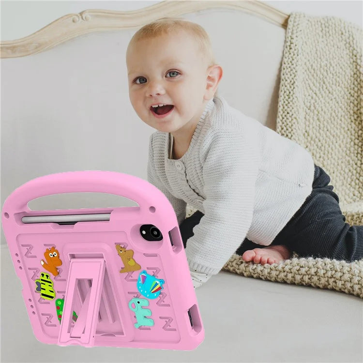 For iPad mini (2021) Case Cartoon Design Shockproof EVA+PC Tablet Cover with Kickstand, Strap