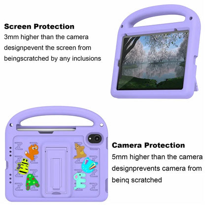 For iPad mini (2021) Case Cartoon Design Shockproof EVA+PC Tablet Cover with Kickstand, Strap