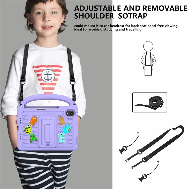 For iPad mini (2021) Case Cartoon Design Shockproof EVA+PC Tablet Cover with Kickstand, Strap