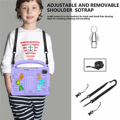 For iPad mini (2021) Case Cartoon Design Shockproof EVA+PC Tablet Cover with Kickstand, Strap