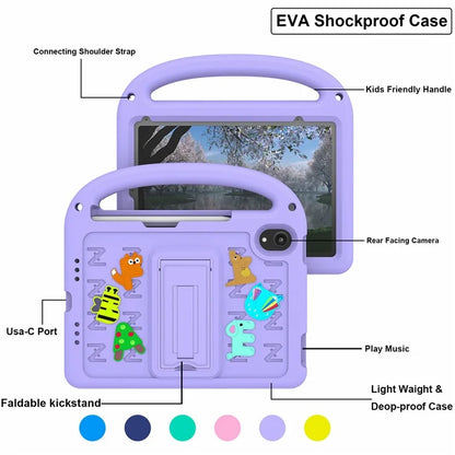 For iPad mini (2021) Case Cartoon Design Shockproof EVA+PC Tablet Cover with Kickstand, Strap