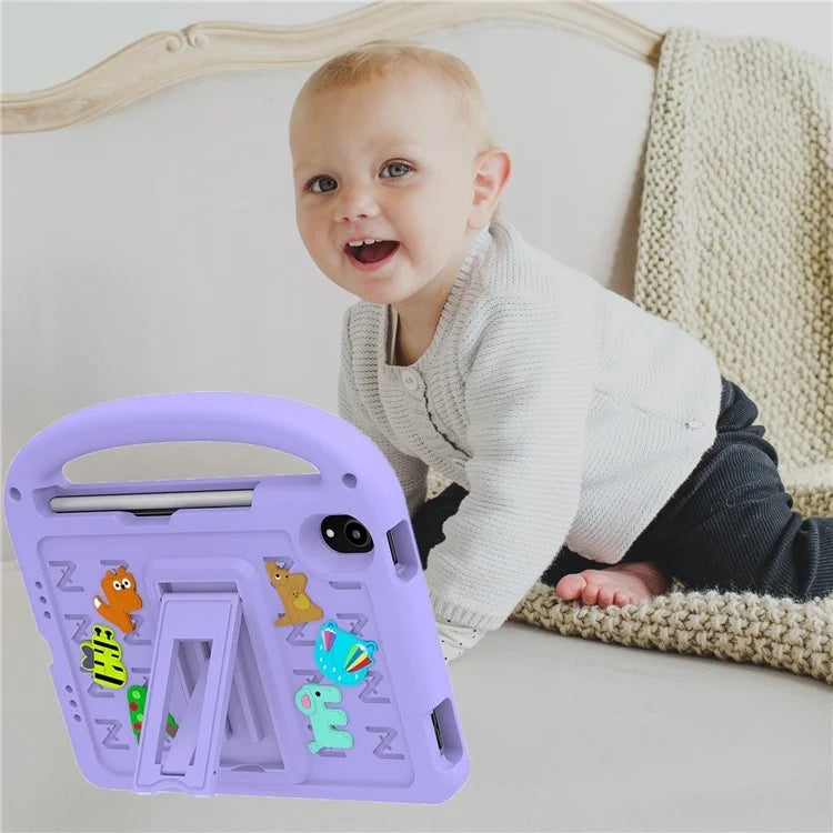 For iPad mini (2021) Case Cartoon Design Shockproof EVA+PC Tablet Cover with Kickstand, Strap
