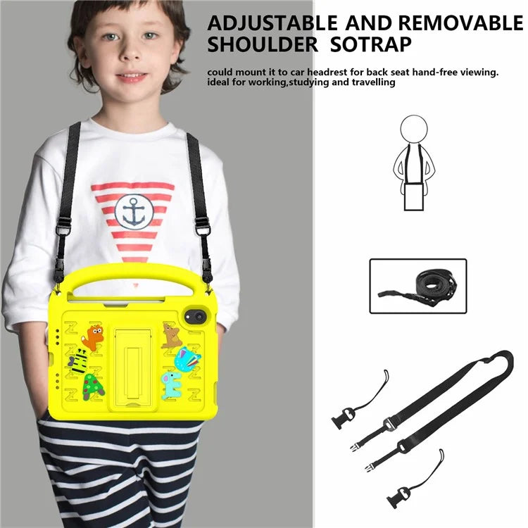 For iPad mini (2021) Case Cartoon Design Shockproof EVA+PC Tablet Cover with Kickstand, Strap
