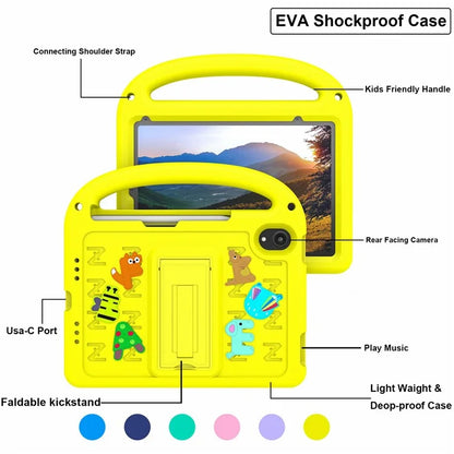 For iPad mini (2021) Case Cartoon Design Shockproof EVA+PC Tablet Cover with Kickstand, Strap