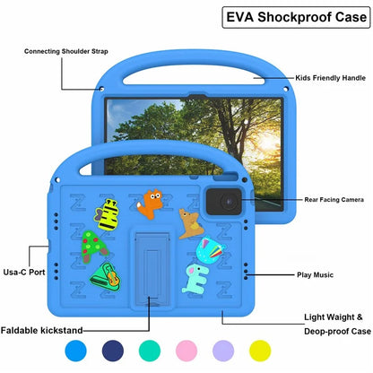 For Lenovo Tab M11 Kickstand Case Cartoon Design Anti-Drop EVA+PC Tablet Cover with Strap