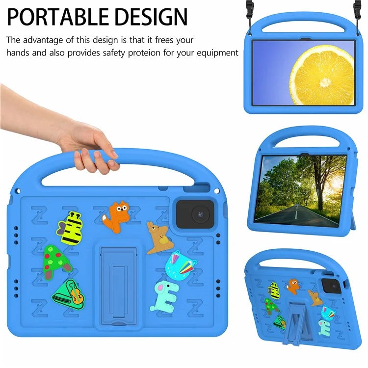 For Lenovo Tab M11 Kickstand Case Cartoon Design Anti-Drop EVA+PC Tablet Cover with Strap