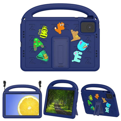 For Lenovo Tab M11 Kickstand Case Cartoon Design Anti-Drop EVA+PC Tablet Cover with Strap