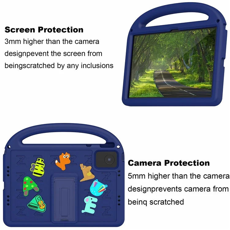 For Lenovo Tab M11 Kickstand Case Cartoon Design Anti-Drop EVA+PC Tablet Cover with Strap