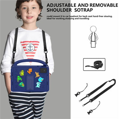 For Lenovo Tab M11 Kickstand Case Cartoon Design Anti-Drop EVA+PC Tablet Cover with Strap