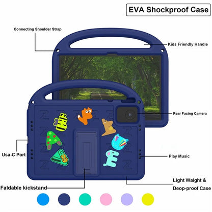 For Lenovo Tab M11 Kickstand Case Cartoon Design Anti-Drop EVA+PC Tablet Cover with Strap