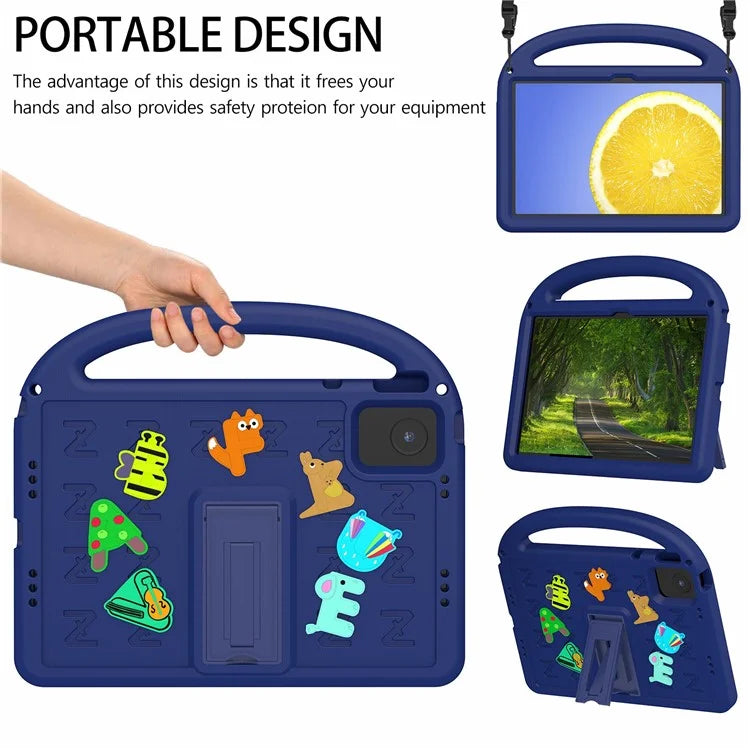 For Lenovo Tab M11 Kickstand Case Cartoon Design Anti-Drop EVA+PC Tablet Cover with Strap